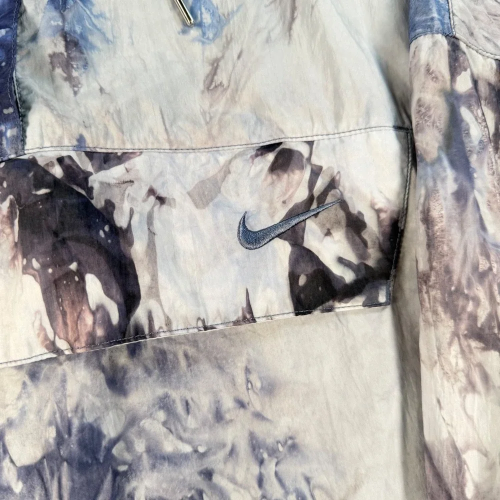 Nike Sportswear Tie Dye Hooded Anorak Windbreaker Blue Grey Mens